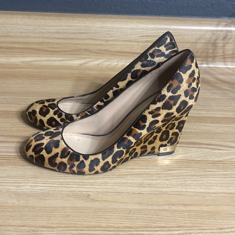 Tory burch" Astoria Wedge Heels Leopard Print Calf - Picture 2 of 16